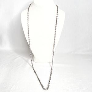 Unisex Silver Tone Scroll Chain Necklace 36"
